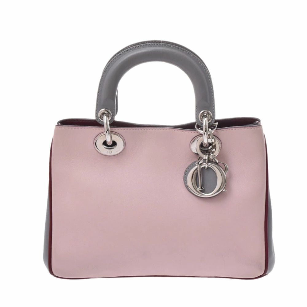 CHRISTIAN DIOR Diorissimo bag pink gray Burgundy Red calfskin handbag